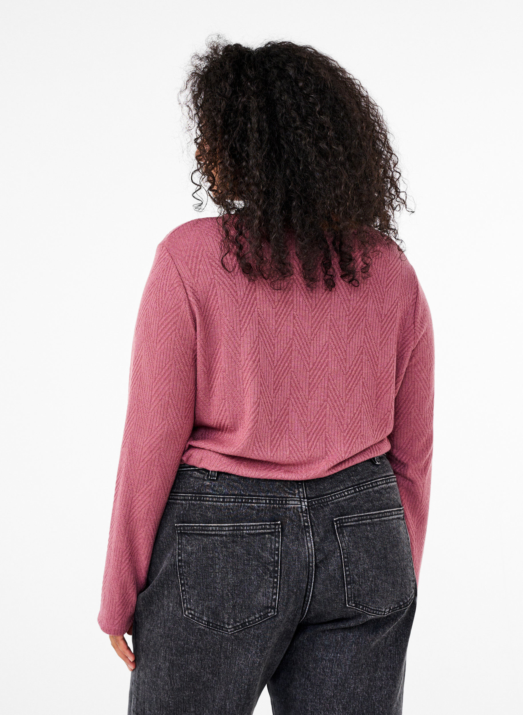 ZizziGepatroonde blouse met lange mouwen, Bruin, Model image number 2