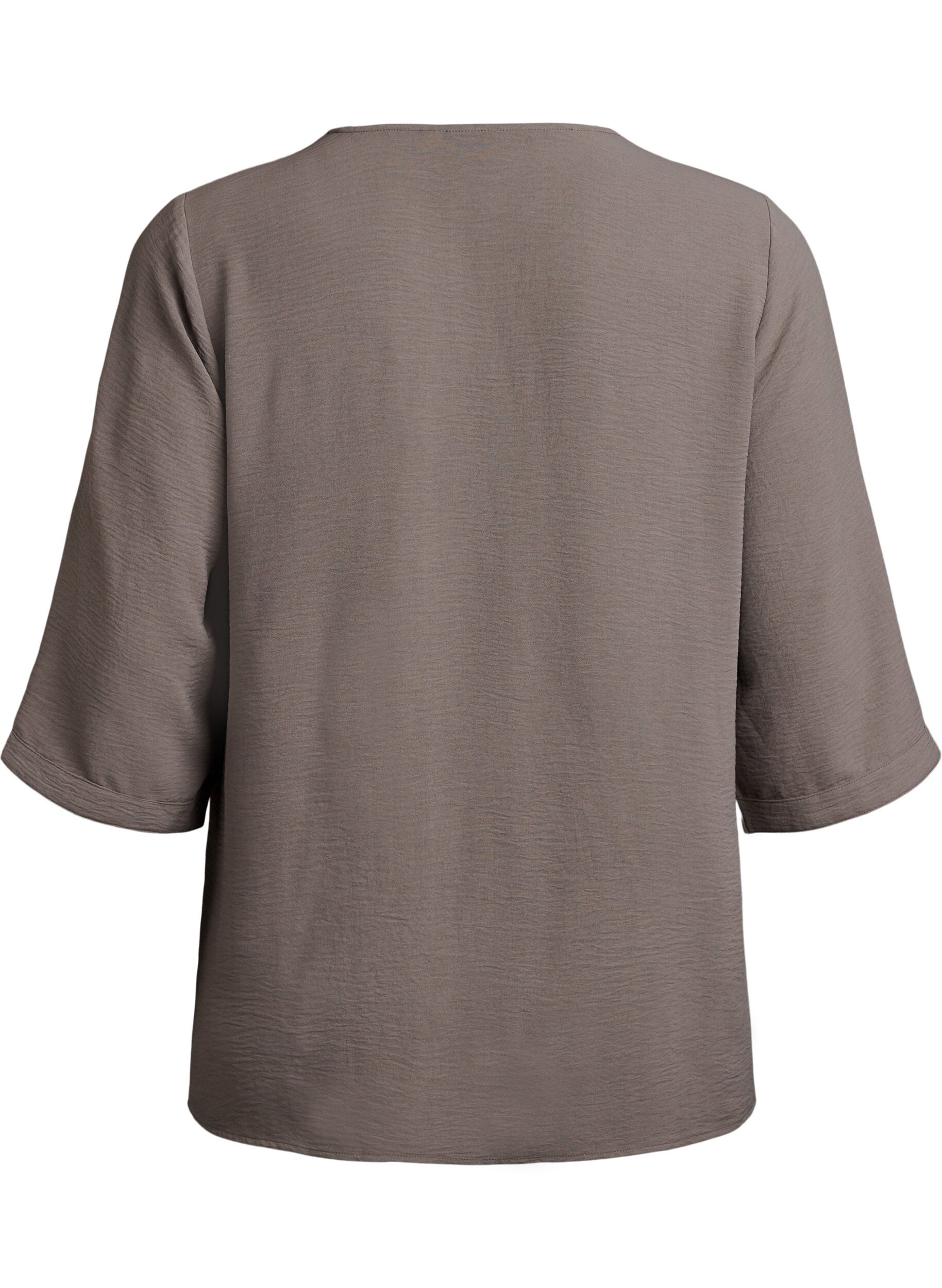 ZizziShirtblouse met V-hals en 3/4 mouwen, Beige, Packshot image number 1
