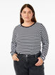 Gestreepte blouse met lange mouwen, Zwart, Model image number 0