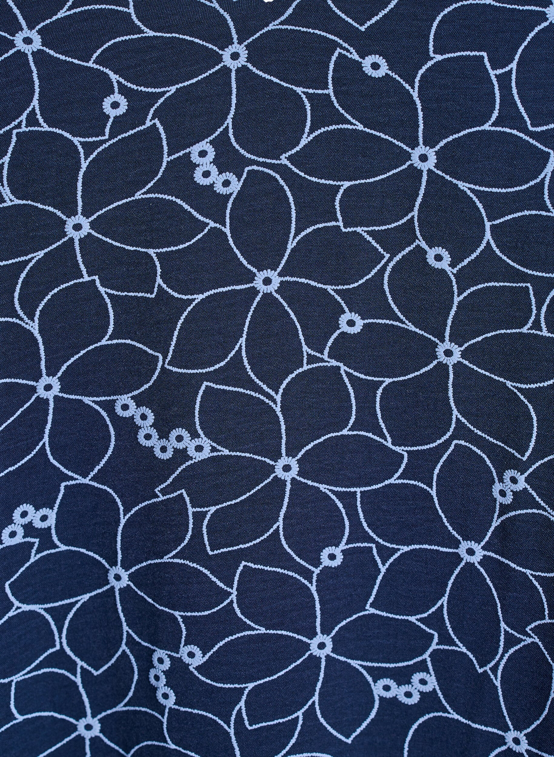 ZizziTunic met geborduurd bloemenpatroon en 3/4 mouwen, Blauw, Packshot image number 2