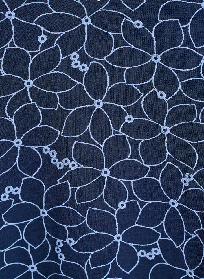Tuniek met een geborduurd bloemenpatroon en 3/4 mouwen, Blauw, Packshot image number 2