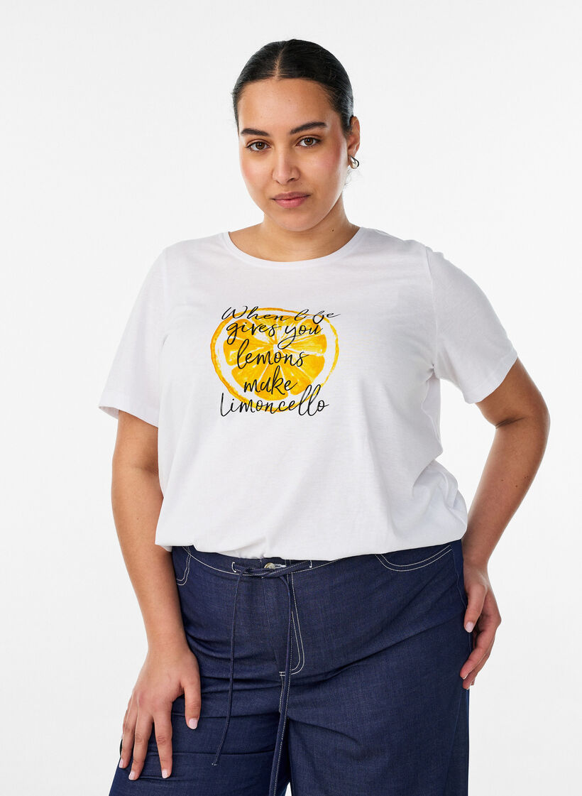 T-shirt met motief, Wit, Model image number 0
