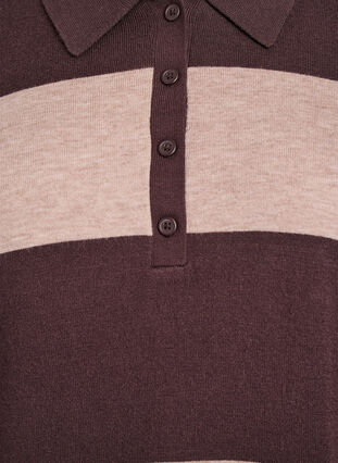 ZizziStrik blouse met kraag, Seal Brown Comb, Packshot image number 2