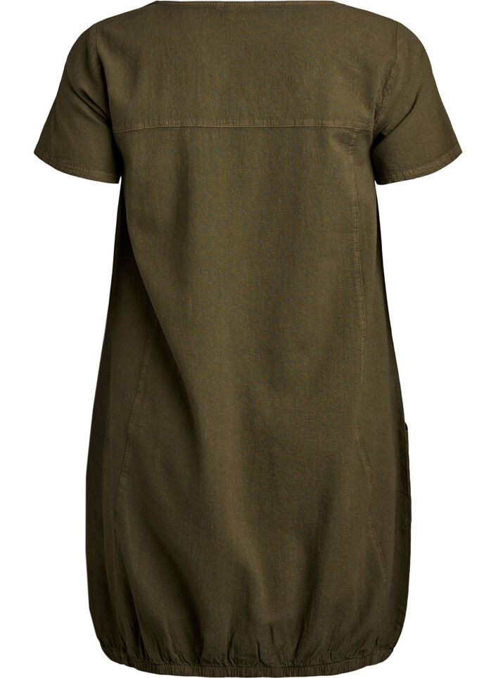 Katoenen jurk met korte mouwen, Groen, Packshot image number 1