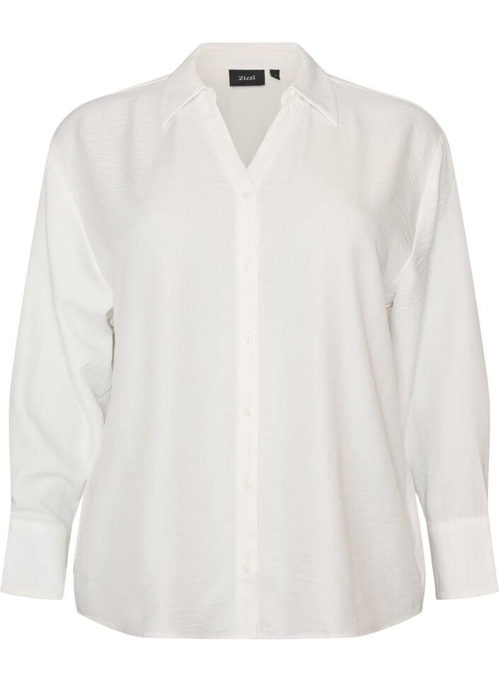 Losse shirt met V-hals, Wit, Packshot image number 0