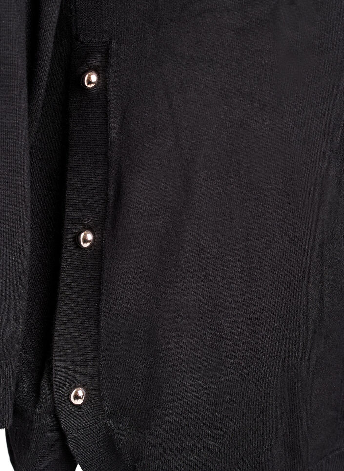 Gebreide blouse met knopen aan de zijkant, Zwart, Packshot image number 3