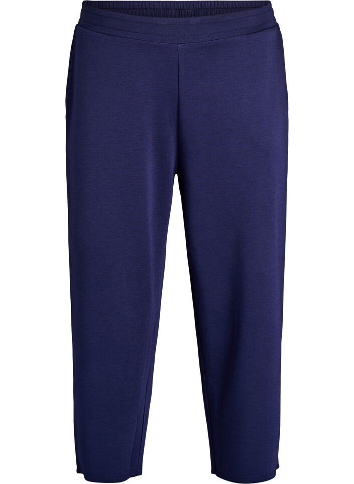7/8 modal mix broek met zakken, Blauw, Packshot image number 0
