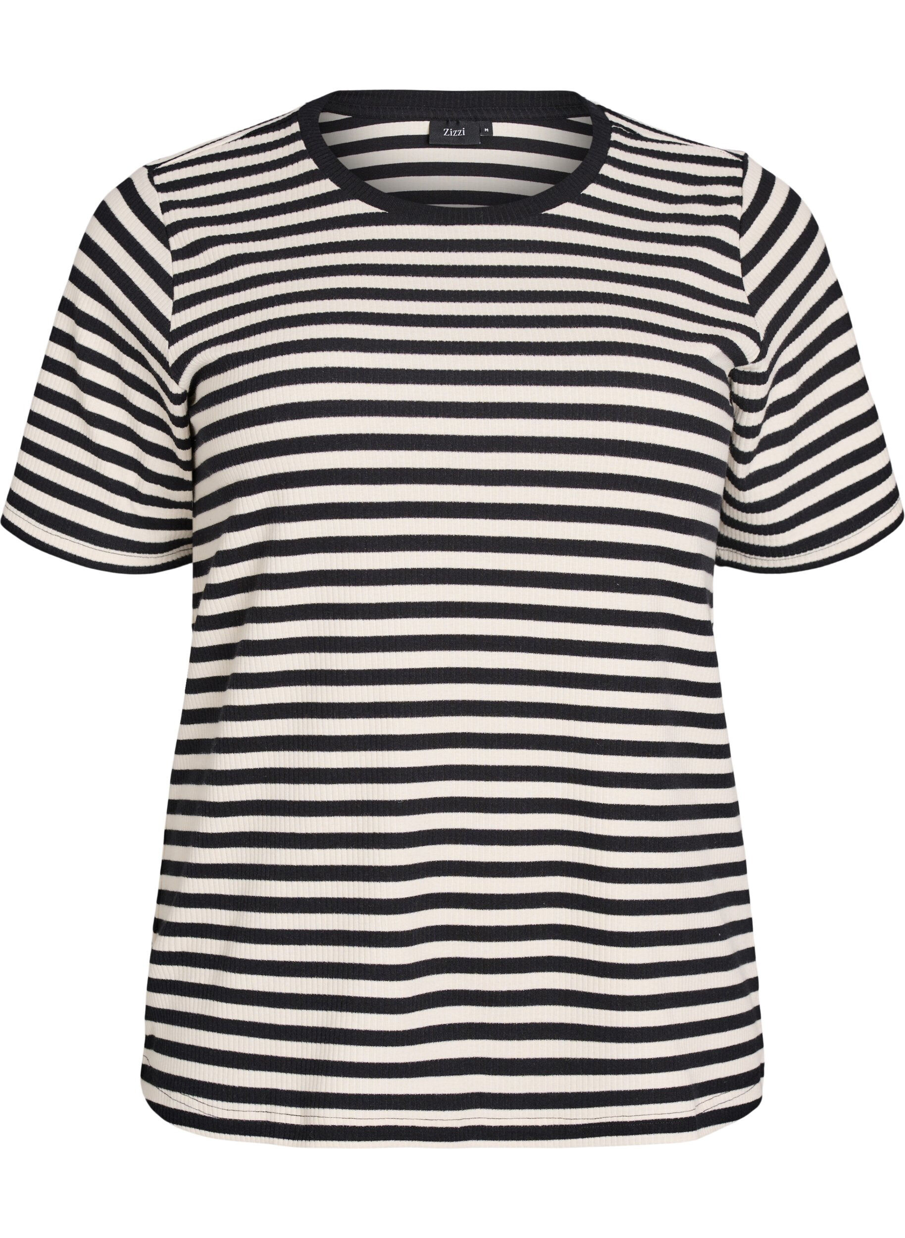 Gestreept T-shirt met geribbelde textuur