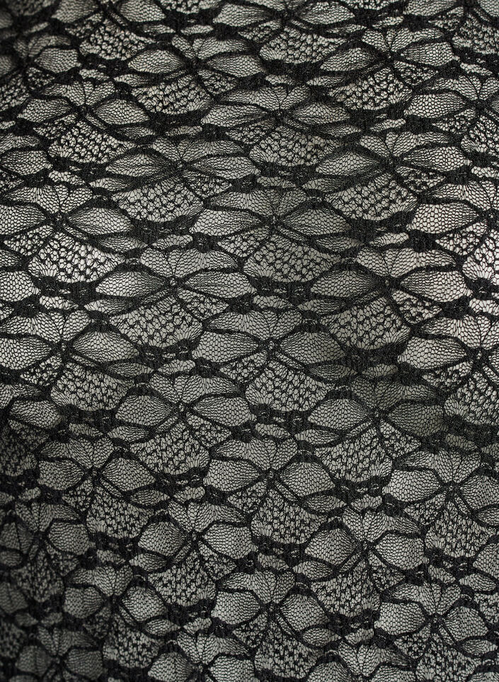 Blouse met lange mouwen van doorschijnend kant, Zwart, Packshot image number 2