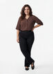Shirtblouse met V-hals en 3/4 mouwen, Bruin, Model image number 1