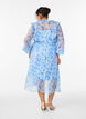 Chiffonjurk met bloemenprint, ruches en lange mouwen, Blauw, Model image number 1