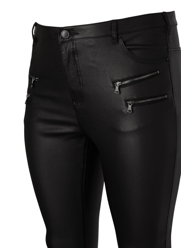 Gecoate Amy jeans met ritsdetail, Zwart, Packshot image number 3