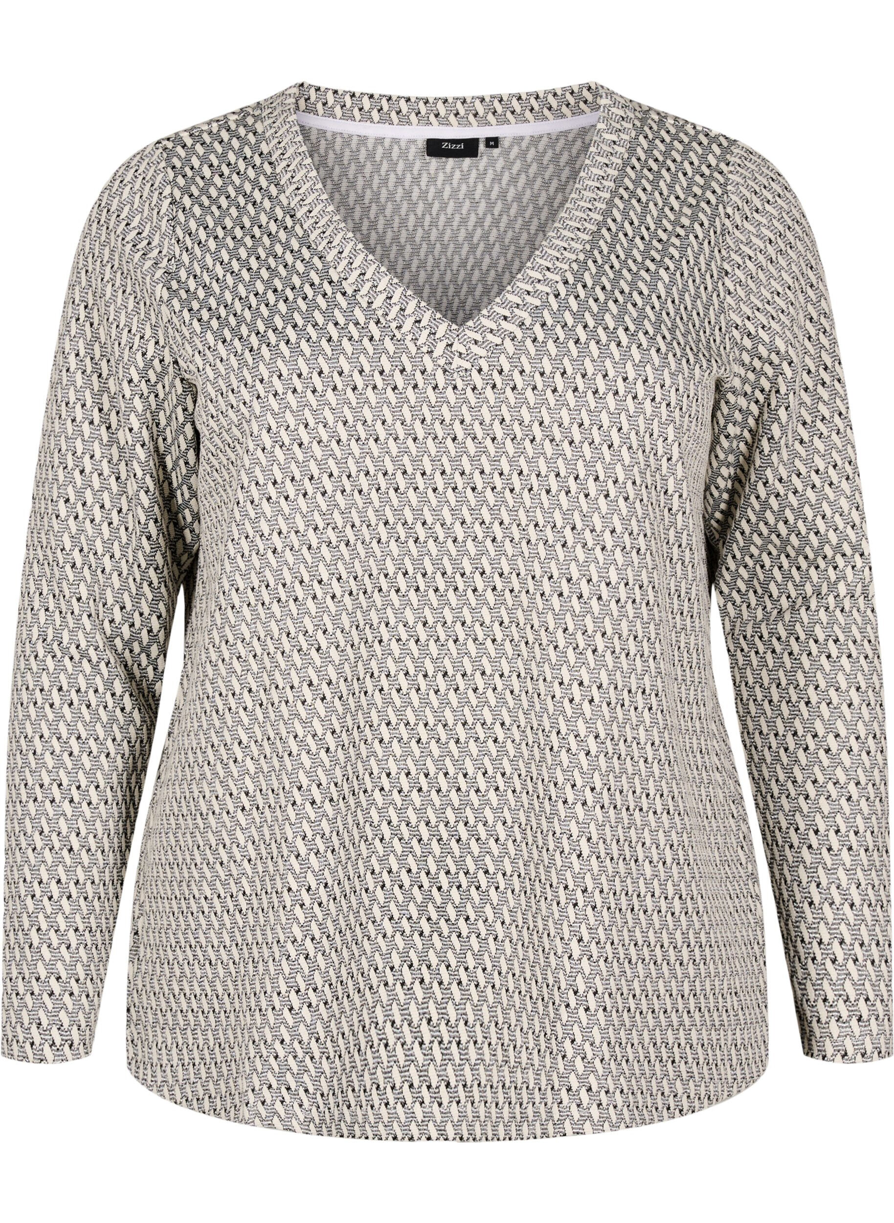 ZizziBlouse met patroontextuur en glitterdraad, Grijs, Packshot image number 0