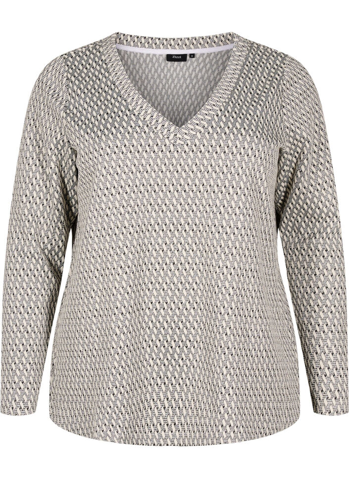 Blouse met patroontextuur en glitterdraad, Grijs, Packshot image number 0