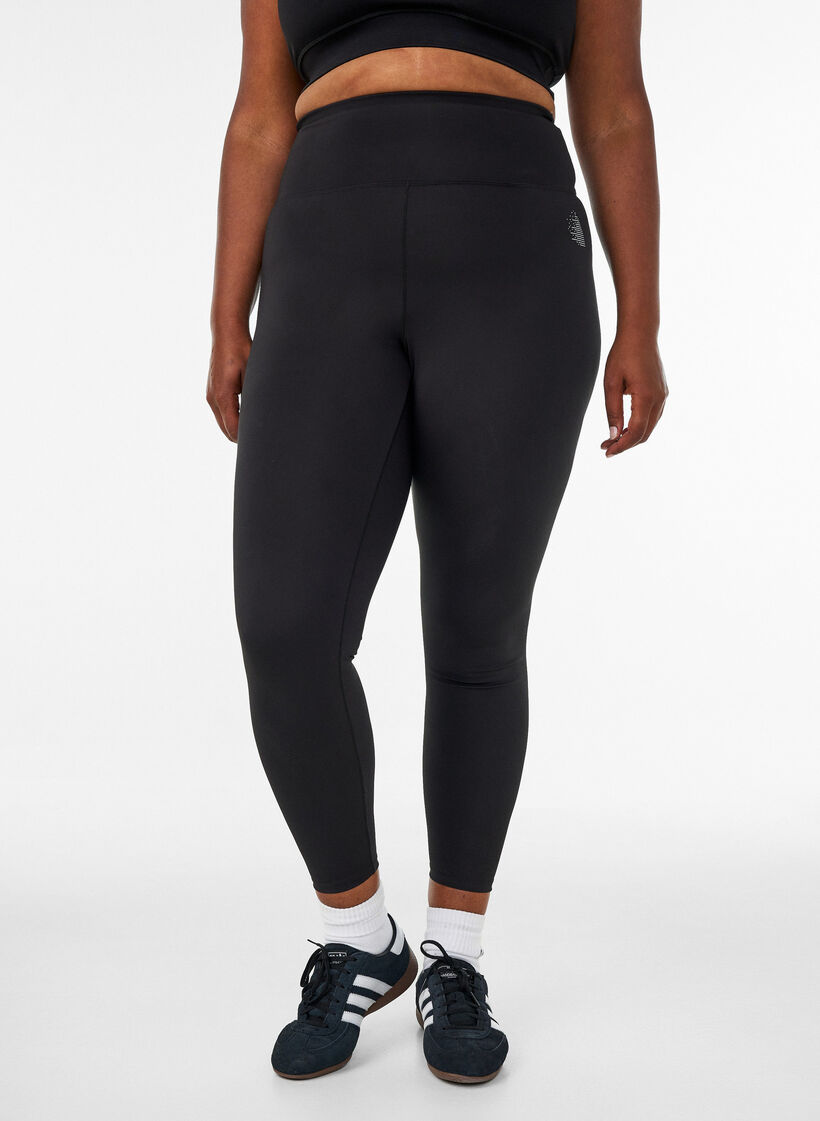 Trainingspanties met high waist en zak in de tailleband, Zwart, Model image number 2