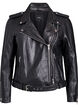 Leren bikerjack met riem, Zwart, Packshot image number 0