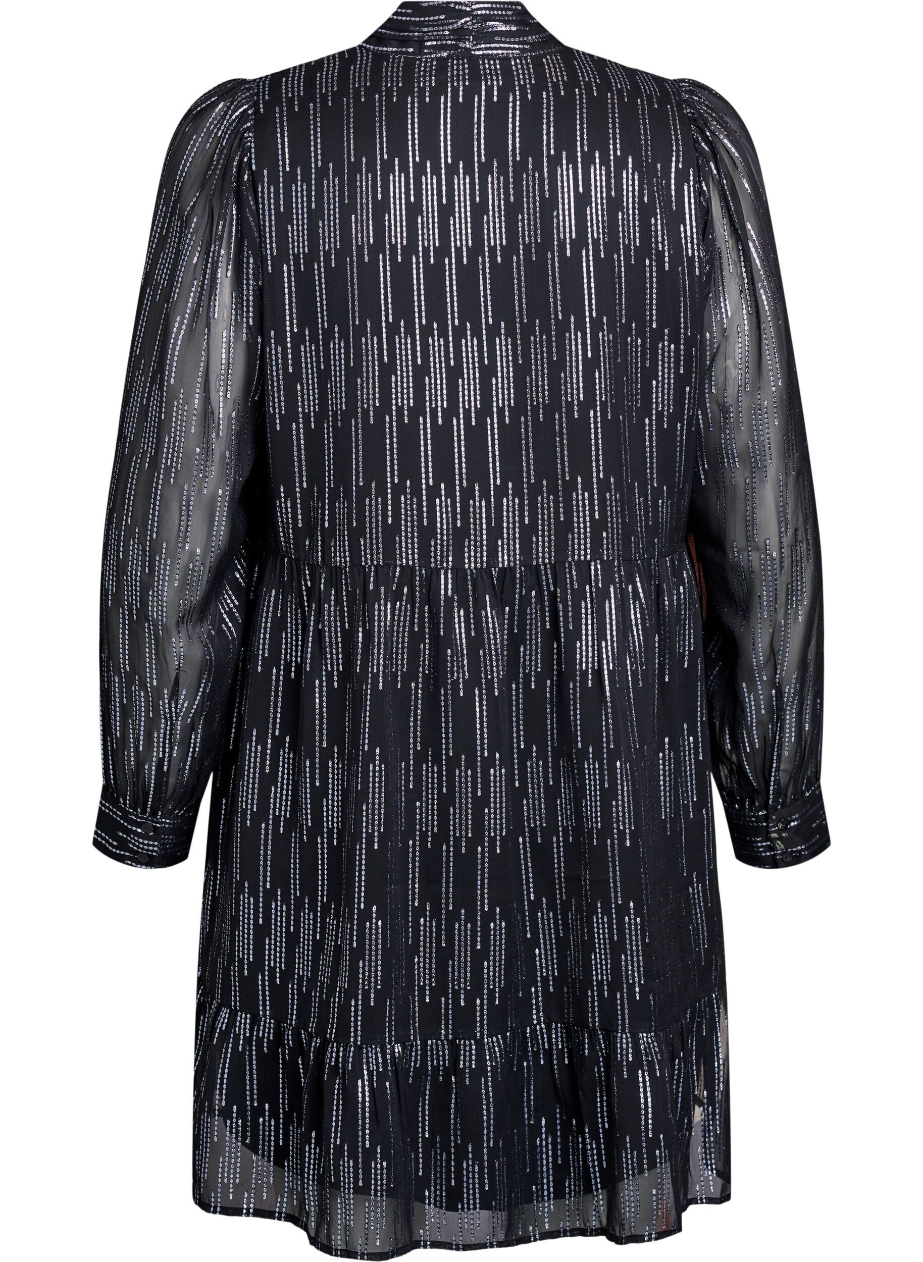 ZizziKorte feestjurk met glitterpatroon, Zwart, Packshot image number 1