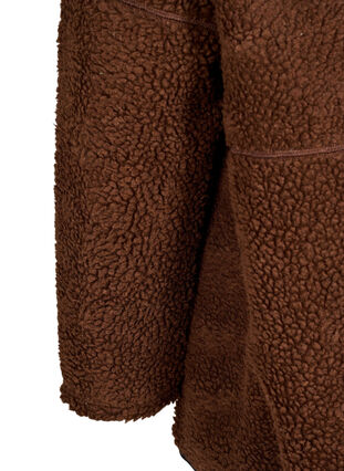 ZizziSportieve teddy fleece jas met ritssluiting, Hot Fudge, Packshot image number 3