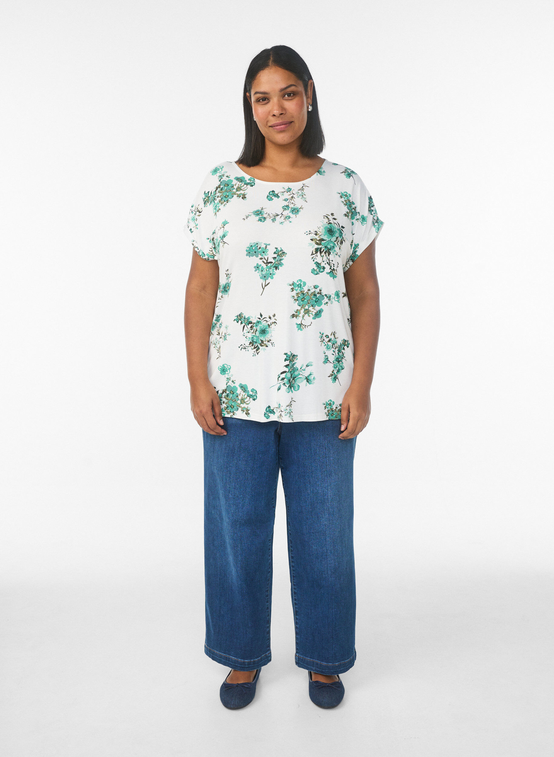 ZizziT-shirt met bloemenprint, Wit, Model image number 1