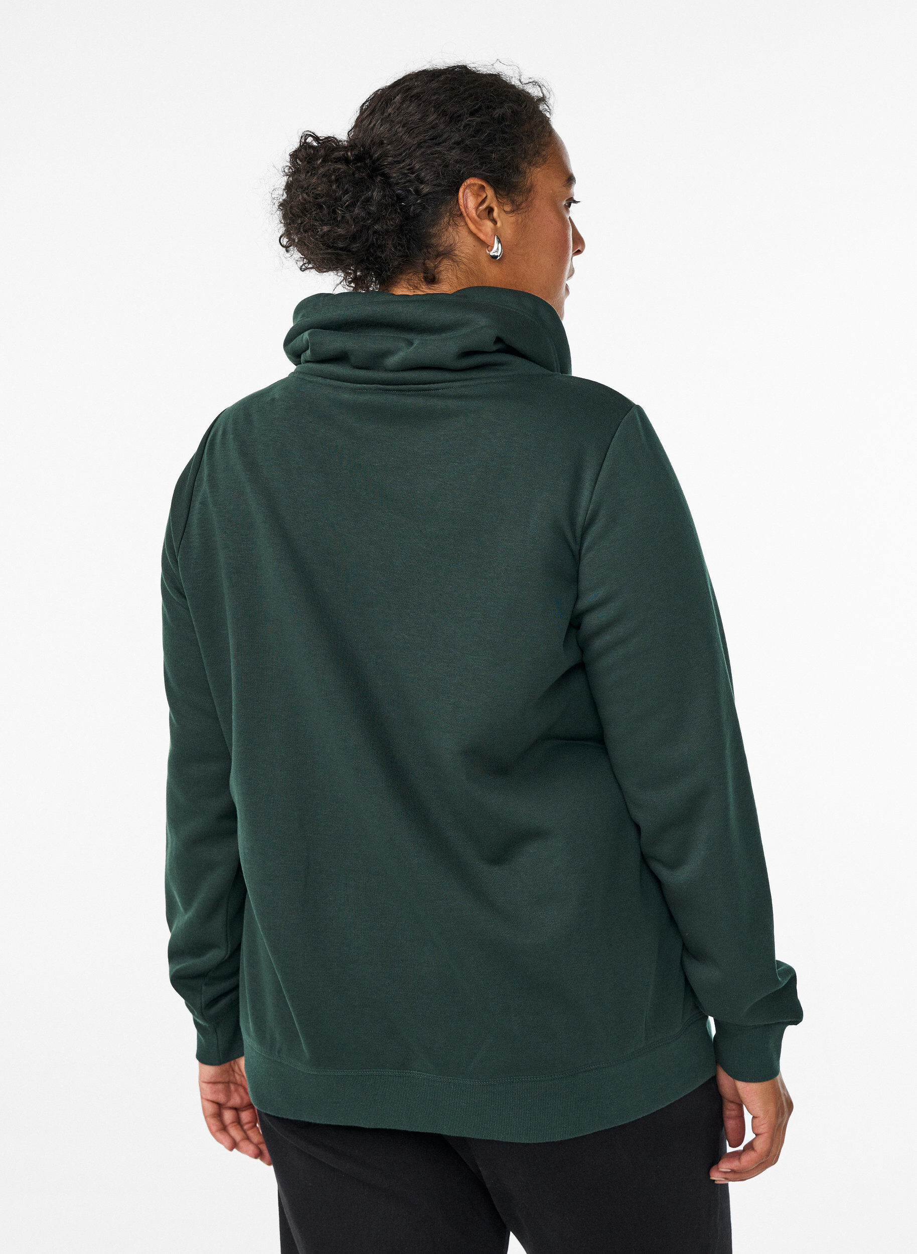 ZizziSweatshirt met hoge kraag en zakken, Groen, Model image number 2