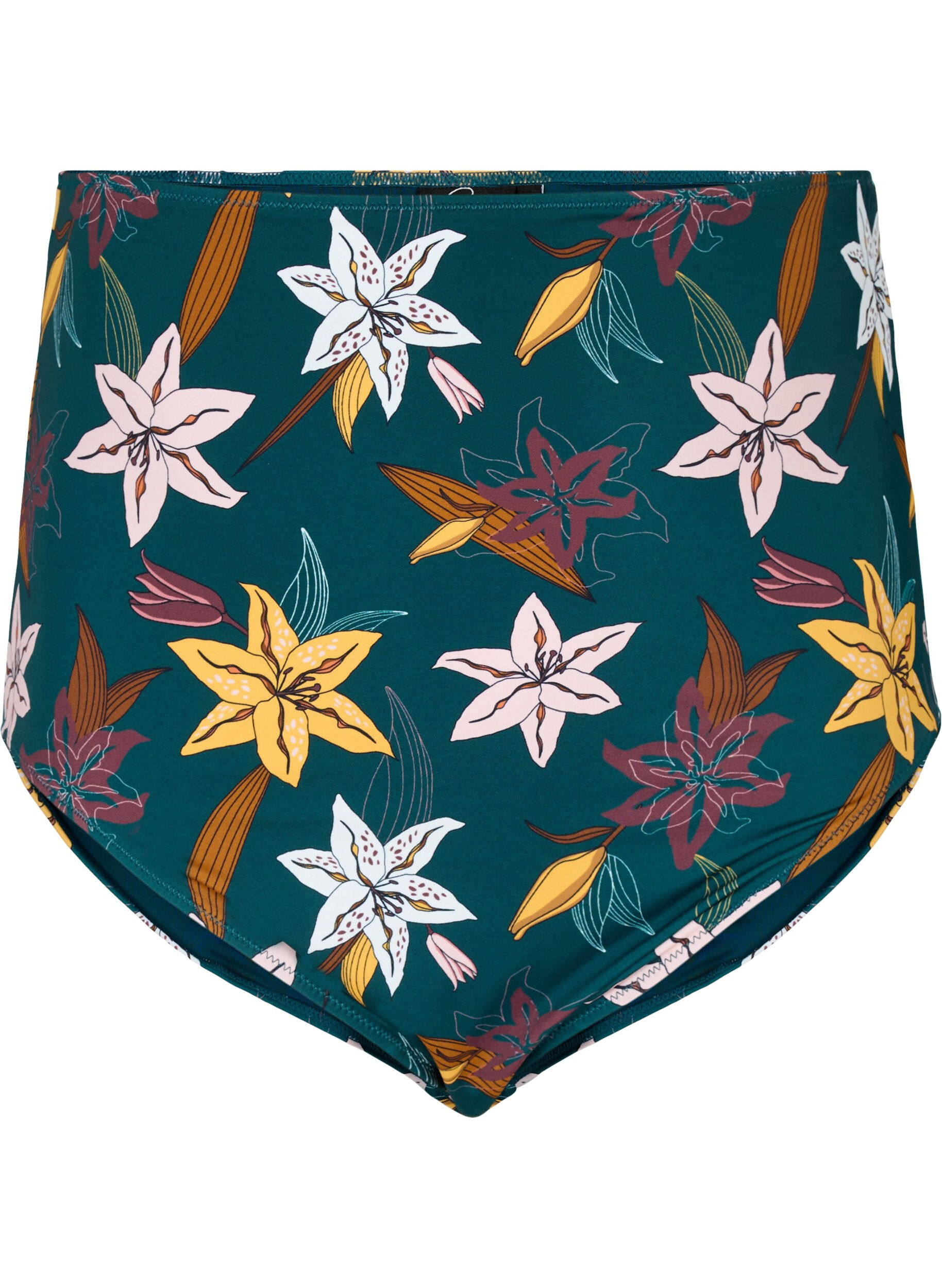 Bikinibroekje met extra hoge taille en bloemenprint