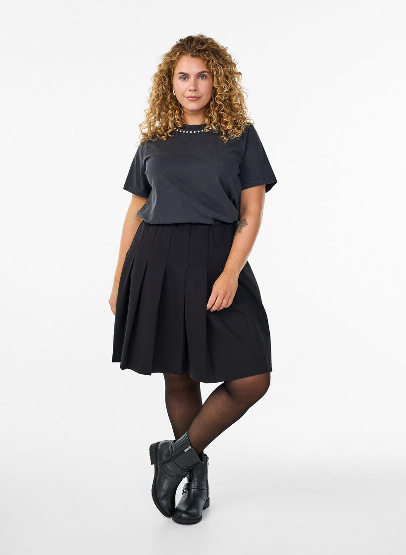Organisch katoenen T-shirt met studs, Grey Wash Studs, Model