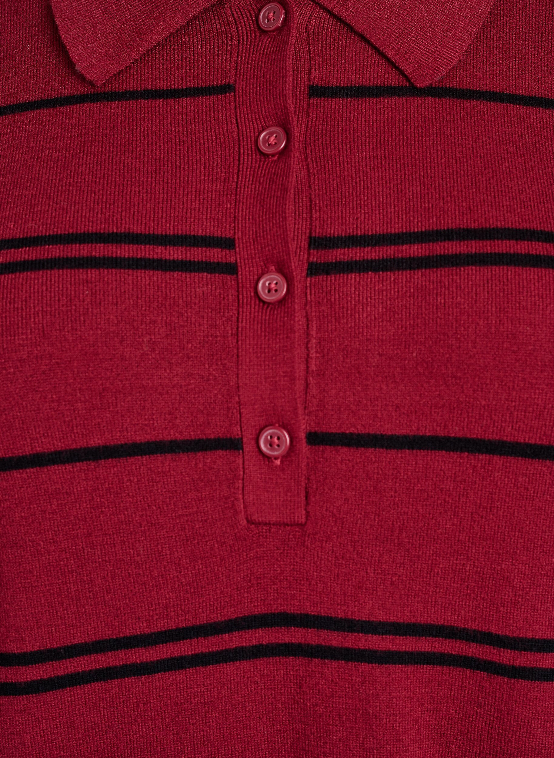 ZizziStrik blouse met kraag, Rood, Packshot image number 2