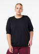 Fijngebreide blouse met korte mouwen, Zwart, Model image number 0