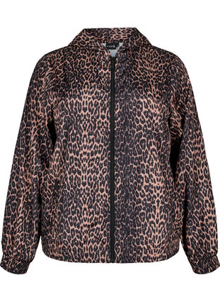 ZizziSportjas met luipaard print en capuchon, Leo AOP, Packshot image number 0