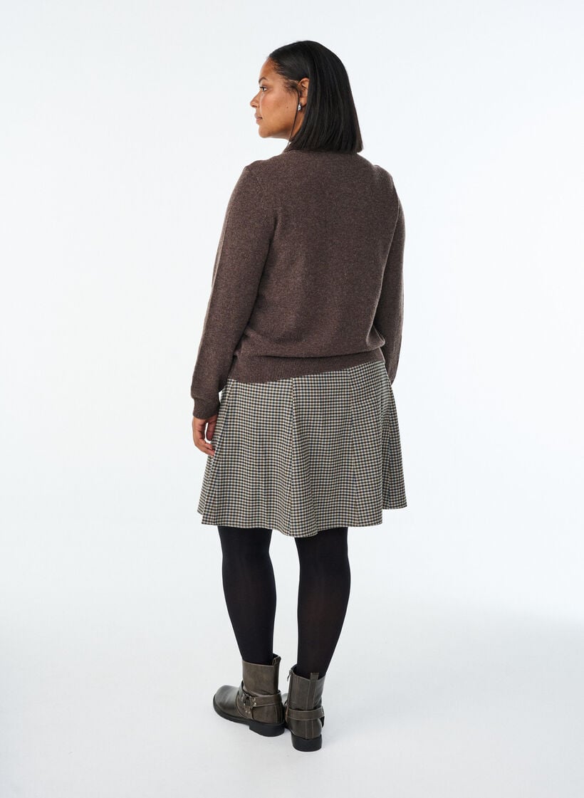 Korte A-lijn rok, Brown Check, Model