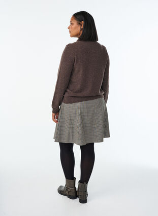 ZizziKorte A-lijn rok, Brown Check, Model image number 2