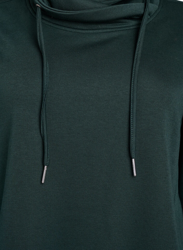 Sweatshirt met hoge kraag en zakken, Groen, Packshot image number 2