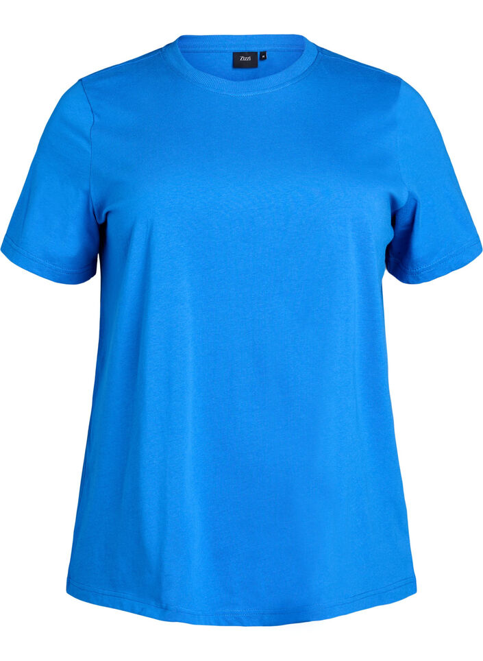 Basic katoenen T-shirt met ronde hals, Blauw, Packshot image number 0