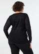 Blouse met ajourpatroon en lange mouwen, Zwart, Model image number 2