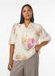 Bloemenblouse met rucheskraag en mouwen 1/2, Beige, Model image number 0