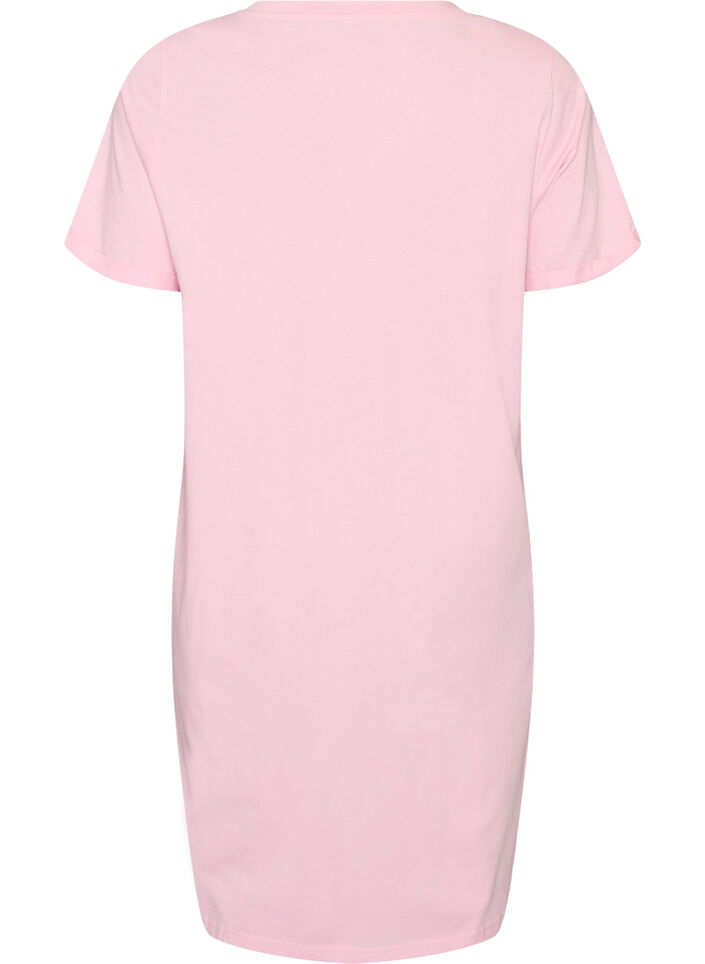 Nachtjapon met korte mouw van biologisch katoen, Roze, Packshot image number 1