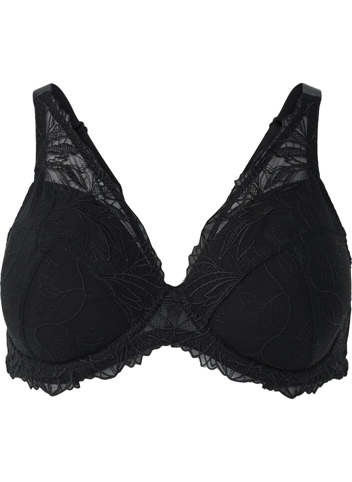 Gevoerde kanten beha met beugel, Black, Packshot