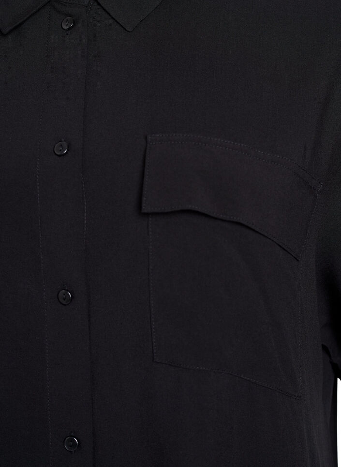 Lange overhemdjurk met korte mouwen, Zwart, Packshot image number 2