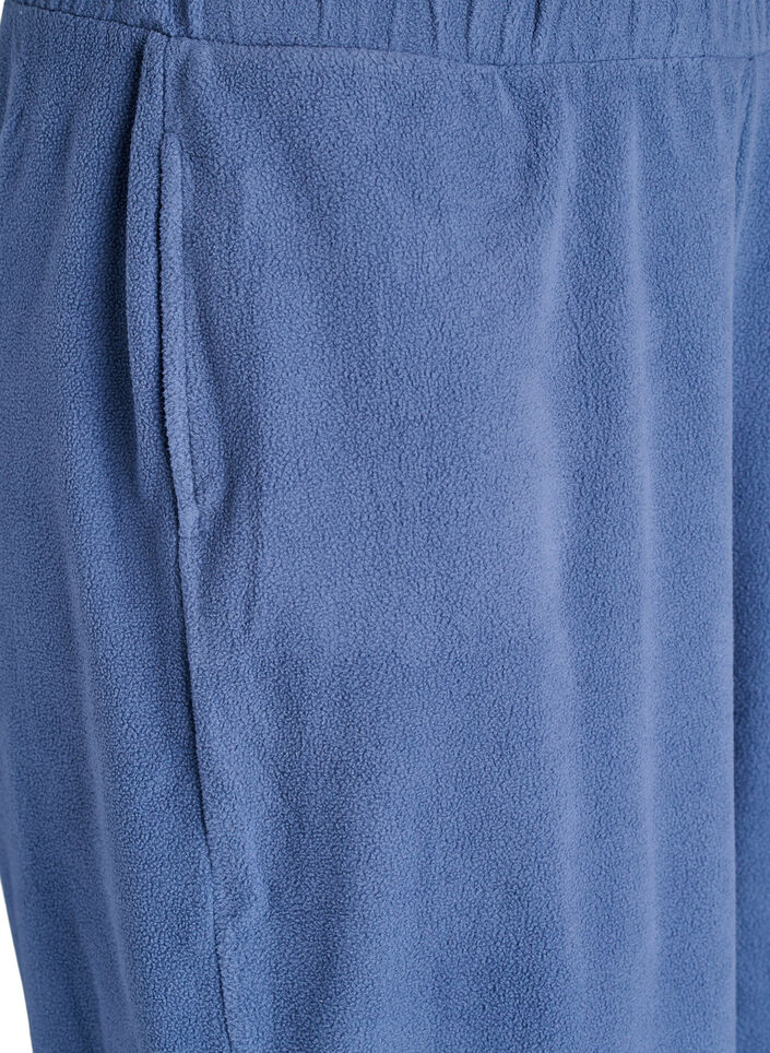 High-waist fleecetrousers met zakken, Blauw, Packshot
