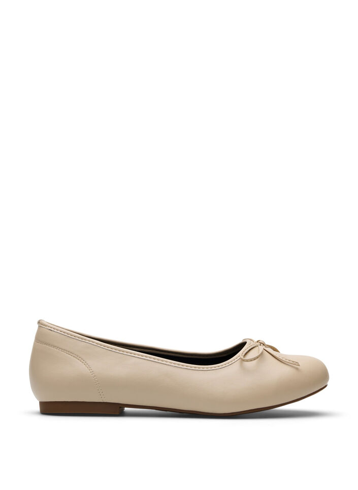 Wide fit - Ballerina's met een strik, Beige, Packshot image number 0