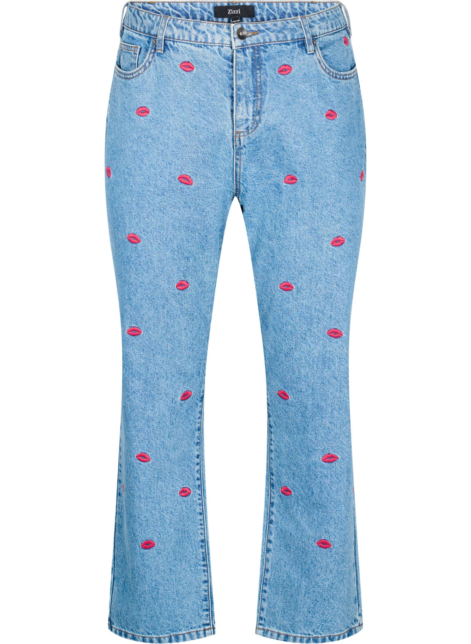 Hoge taille Gemma jeans met lippen
