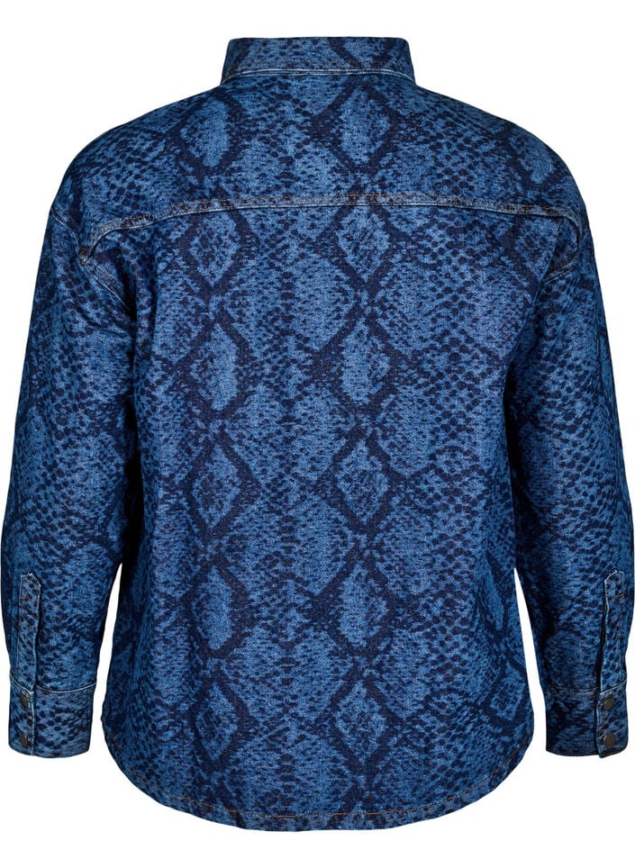 Losse denimblouse met slangenprint, Denim Snake AOP, Packshot