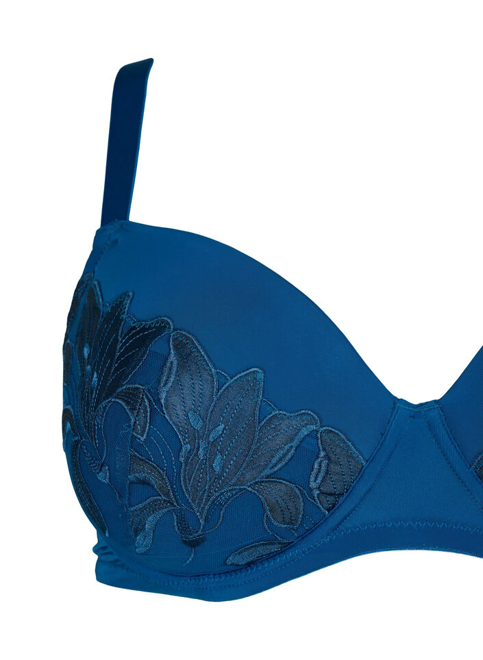 Gevulde beugelbeha met kant, Blauw, Packshot image number 2
