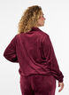 Velour cardigan met ritssluiting en hoge kraag, Donker Bordeaux, Model image number 2
