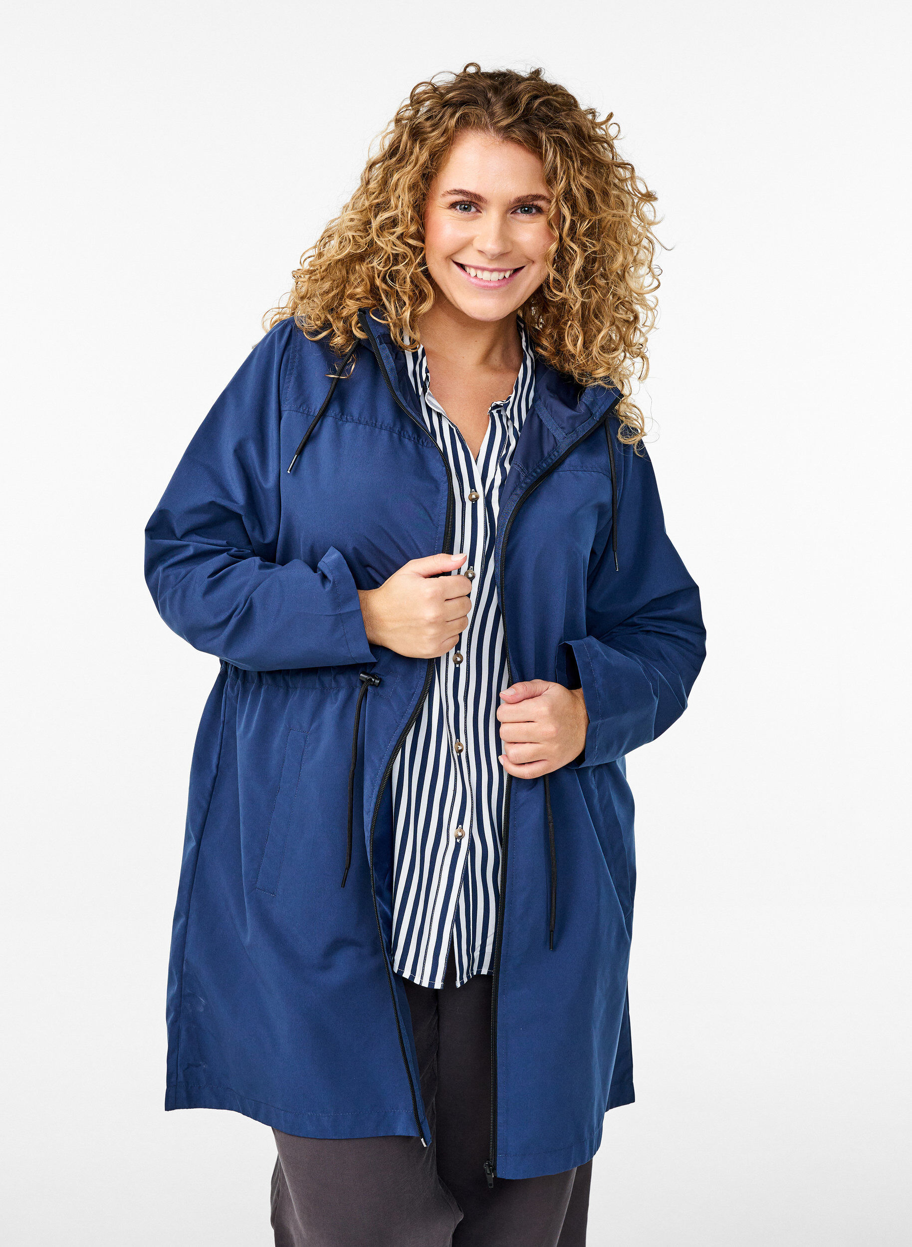 Lichtgewicht parka met een capuchon, Blauw, Model