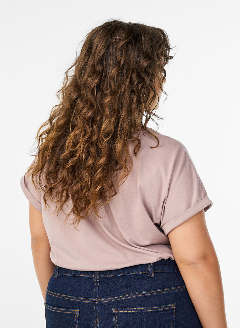 T-shirt met korte mouwen in een katoenmix, Rood, Model image number 2