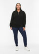FLASH - Gebreide trui met hoge hals en rits, Zwart, Model image number 1