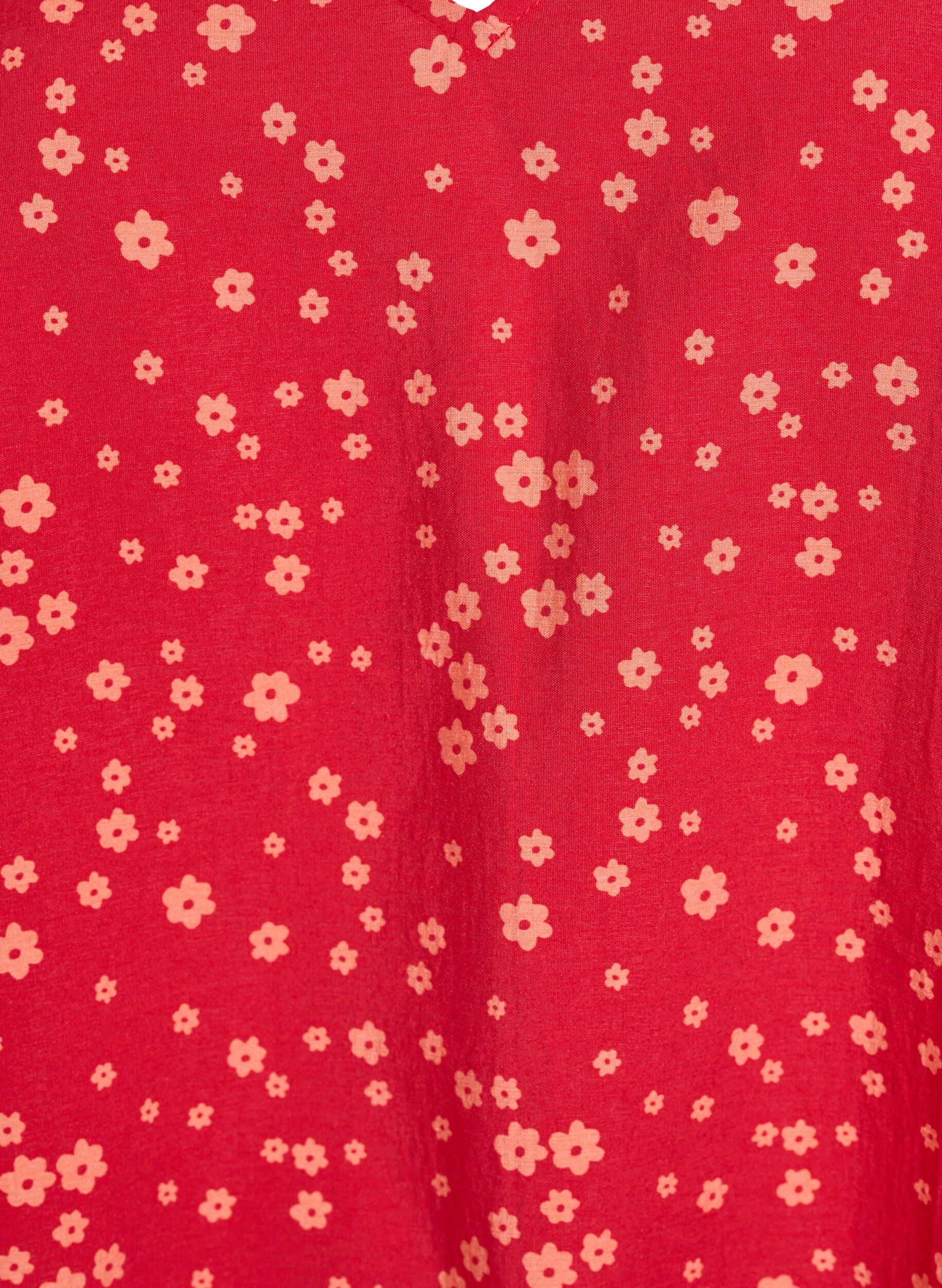 ZizziBlouse met vleermuismouwen en bloemen, Rood, Packshot image number 2