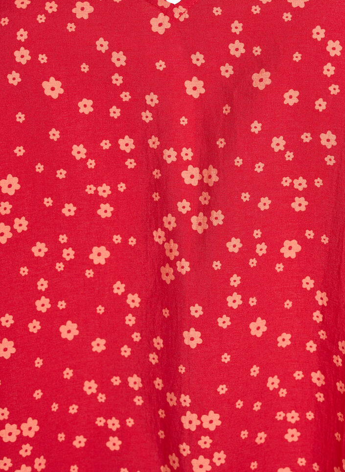 Blouse met vleermuismouwen en bloemen, Rood, Packshot image number 2