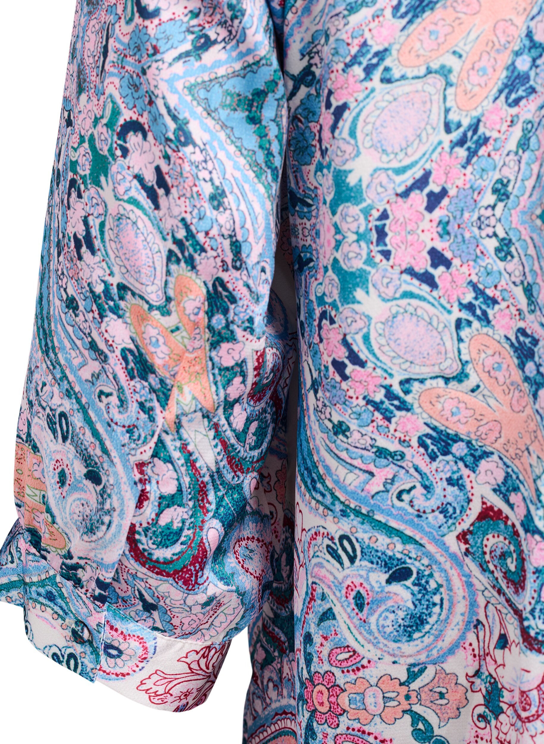 ZizziBlouse met satijn-look en paisleyprint met 3/4 mouwen, Blauw, Packshot image number 3